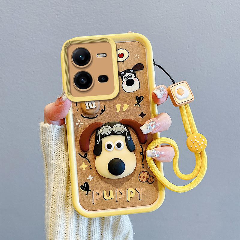 KEYSION Противоударный чехол для VIVO V25 5G со шнурком, мягкий силиконовый милый 3D мультяшный чехол для телефона-куклы для VIVO Y35