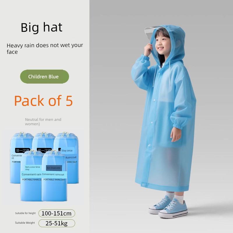Children's Portable Disposable Thickened Long Raincoat for Full-Body Protection Against Heavy Rain, Suitable for Outdoor Use, Boys and Girls