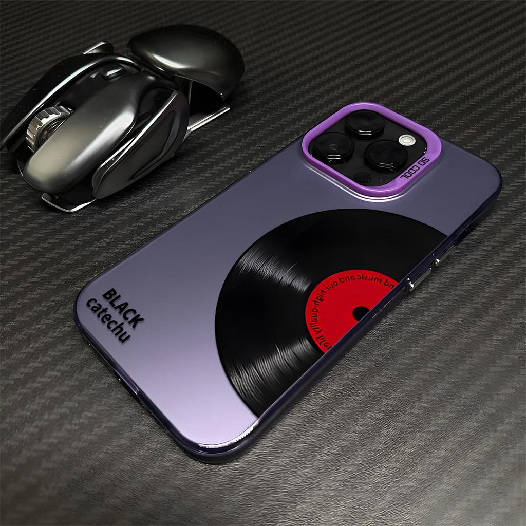 Classic Black Red Vinyl Record Frosted Case for iPhone 17 Air 16 E 15 14 Plus 13 12 Mini 11 Pro Max Acrylic Sheet Silicone Cover