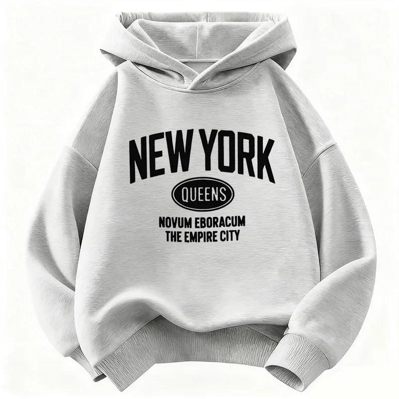 Новая детская толстовка с капюшоном на осень/зиму, модный дизайн New York, доступна для мальчиков и девочек, повседневный рождественский подарок для детей.