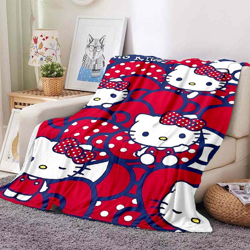 1P CHello Kitty plush blanket, made of flannel, suitable for living room, bedroom, bed, sofa, office and other places, can be us