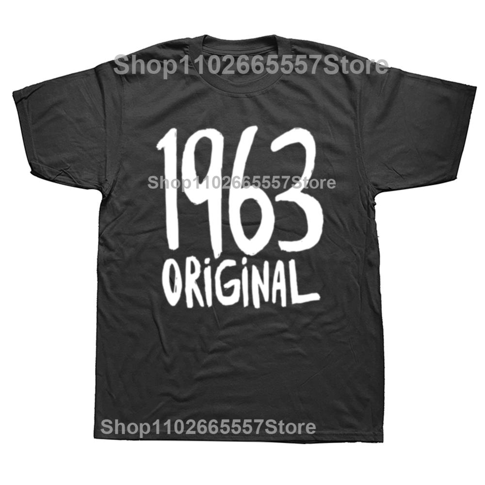 Винтажные футболки 'Рожден в 1963 году' Мужская Мода Футболки с коротким рукавом 61 год Подарок на 61-й день рождения Хлопковые футболки Уличная мода