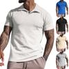 Men's Summer Lapel T-shirt Men's Heavy Waffle Oversize Short-sleeved Solid Color Casual V-neck Polo Shirt