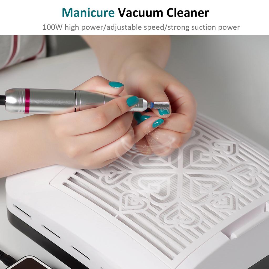 Пылеуловитель для ногтей Мощный пылесос для удаления пыли с ногтей Регулируемое всасывание для маникюра без пыли