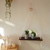 Wall Hanging Shelf Nordic Bohemia Style Wood Floating Shelf Adjustable Rustic Plant Storage Rack Holder With