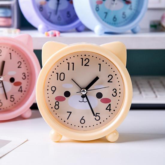 Будильник Милый Мультяшный Форма Бесшумный Движение Питание От Батареи Портативный Будильник Украшение Спальни