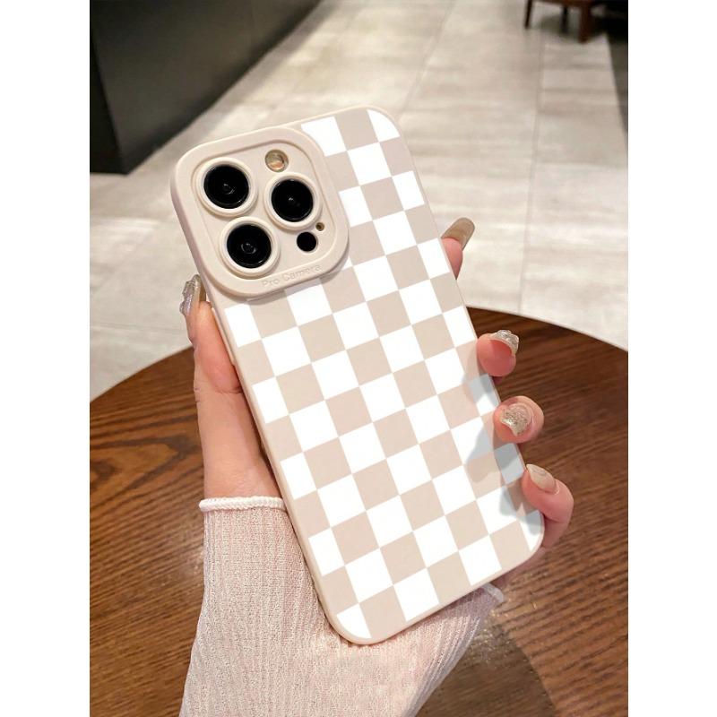 Black and white checkered pattern phone case suitable for iPhone 16 15 14 13 12 11 Pro/Max/Plus shockproof back cover