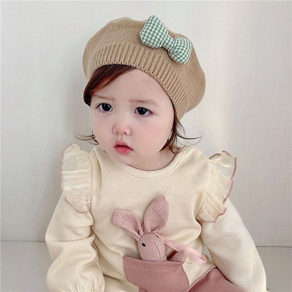 Теплые вязаные шапки милый берет с бантом модные шапки-бини шапка осень зима