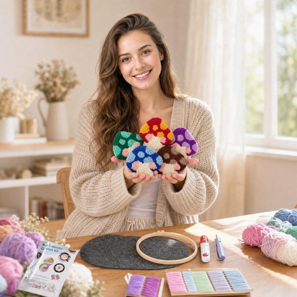 Набор для вышивки punch needle из 6 предметов, DIY-набор для вышивки для начинающих, Проект для домашнего декора