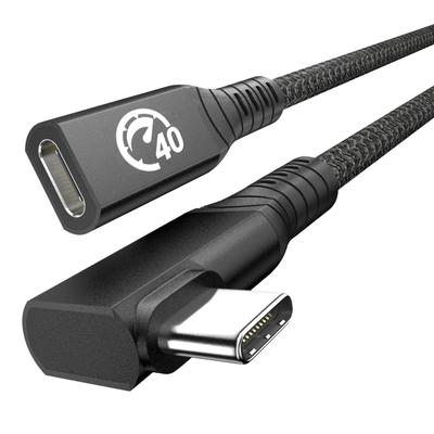 Удлинитель USB4 Удлинитель Thunderbolt Зарядка Папа к Совместимый с iPhone iPad Galaxy и другими устройствами 0,6 м L-образный кабель USB-C, 40 Гбит/с, Кабель,