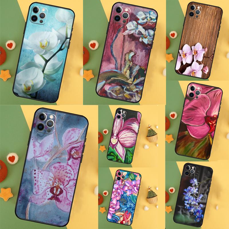 Orchid Flowers Colorful Case For iPhone 17 Pro Max 16 15 14 11 12 13 Mini Plus 16e 17 Air Bumper Cover Accessories