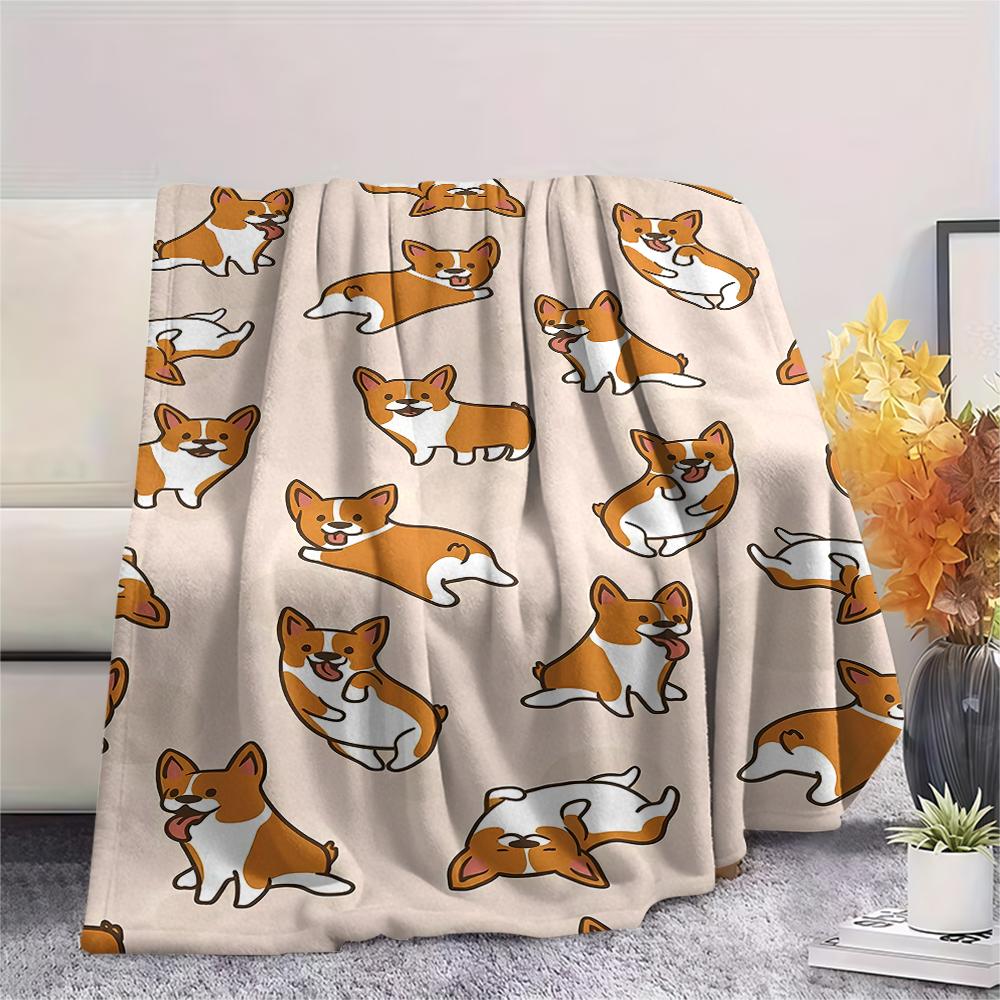 Cute puppy element Print Flannel Blanket,High quality Comfortable for All Seasons,Home Decor,Warmth and Comfort,Perfect for Christmas Gifts