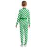 Girls Candy Cane Costume Striped Design Long Sleeve Bow Knot Bodysuit Dance Jumpsuit Christmas Party Outfit