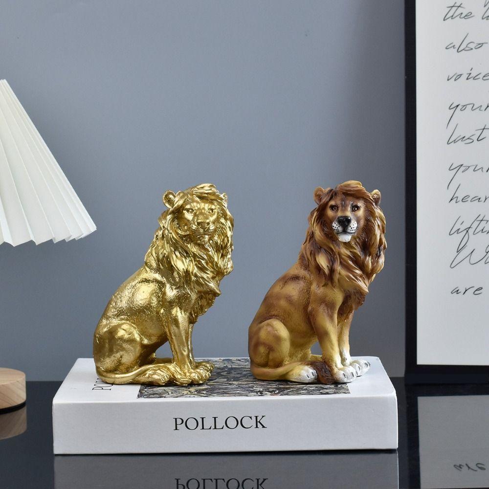 Retro Animal Ornament Luxury Miniatures Figurine Sculpture Desktop Decoration Lion Statue  Bedroom