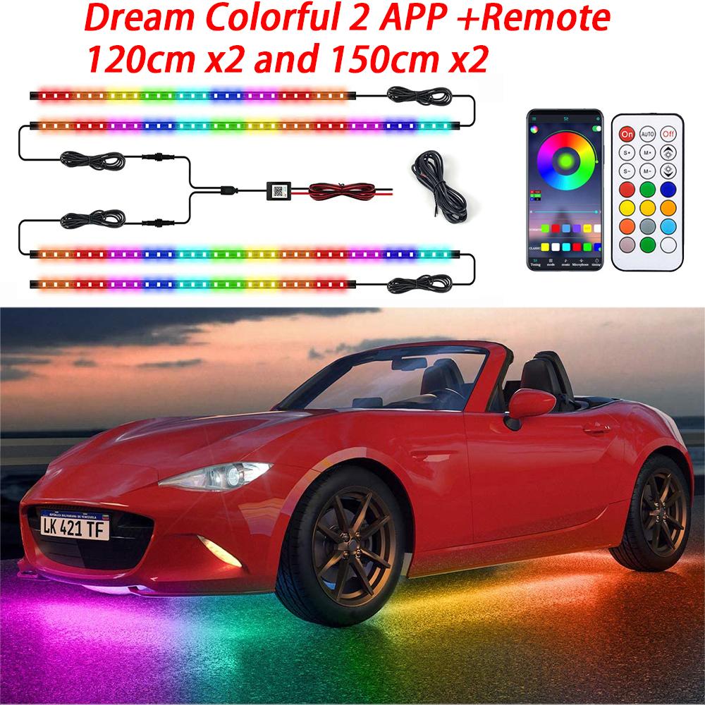 KIEND Car Flexible Underglow Strip Light LED Underbody APP Remote Sound Control RGB Neon Light Atmosphere Lamp Auto Decoration