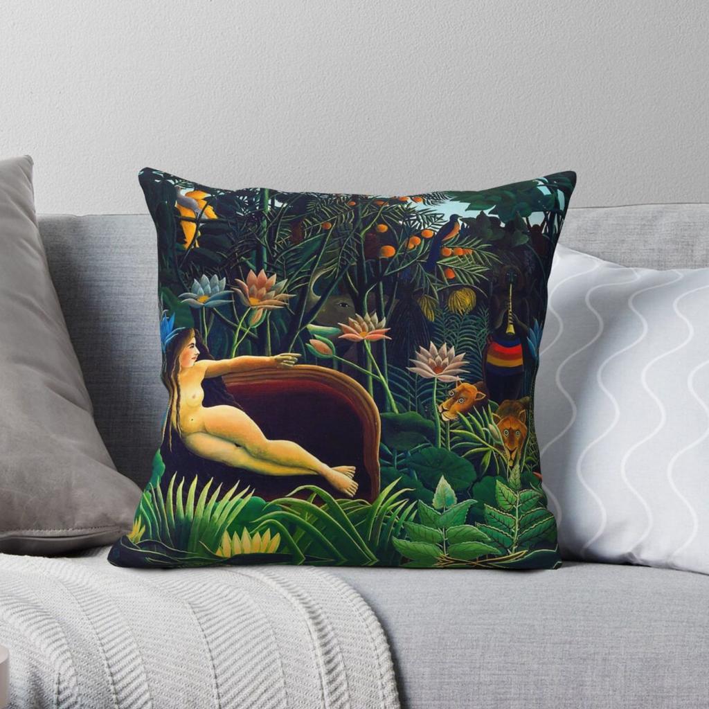 Henri Rousseau The Dream Square Pillowcase Polyester Linen Velvet Printed Zip Decor Pillow Case Sofa Cushion Cover 18"