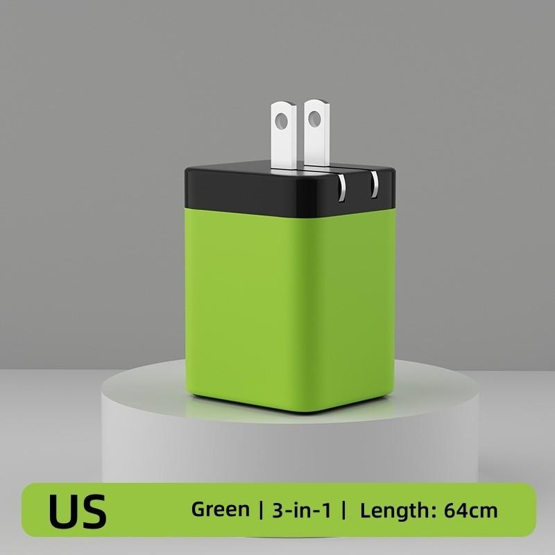 Elough 3-в-1 USB Быстрозарядная головка Нитрид галлия Type-C Телескопический кабель Зарядная головка Для iPhone Huawei