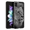 Lion Wild Animals Phone Case For Samsung Galaxy Z Flip3 Flip4 Flip5 Shell For Z Flip 3 Flip 5 4 5G Black Hard Folding Cover