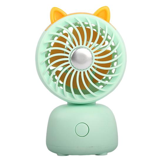 Desktop Small Fan Cartoon Animal Ear Shape USB Powered Bedroom Desk Fan Adjustable Wind Speeds Anti-Slip Base Fan