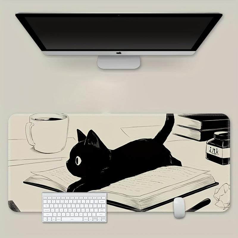 1 шт. Большой коврик для мыши с изображением мультяшного кота: Desktop Lock Edge, утолщенный дизайн, идеальная клавиатура для офисных компьютеров