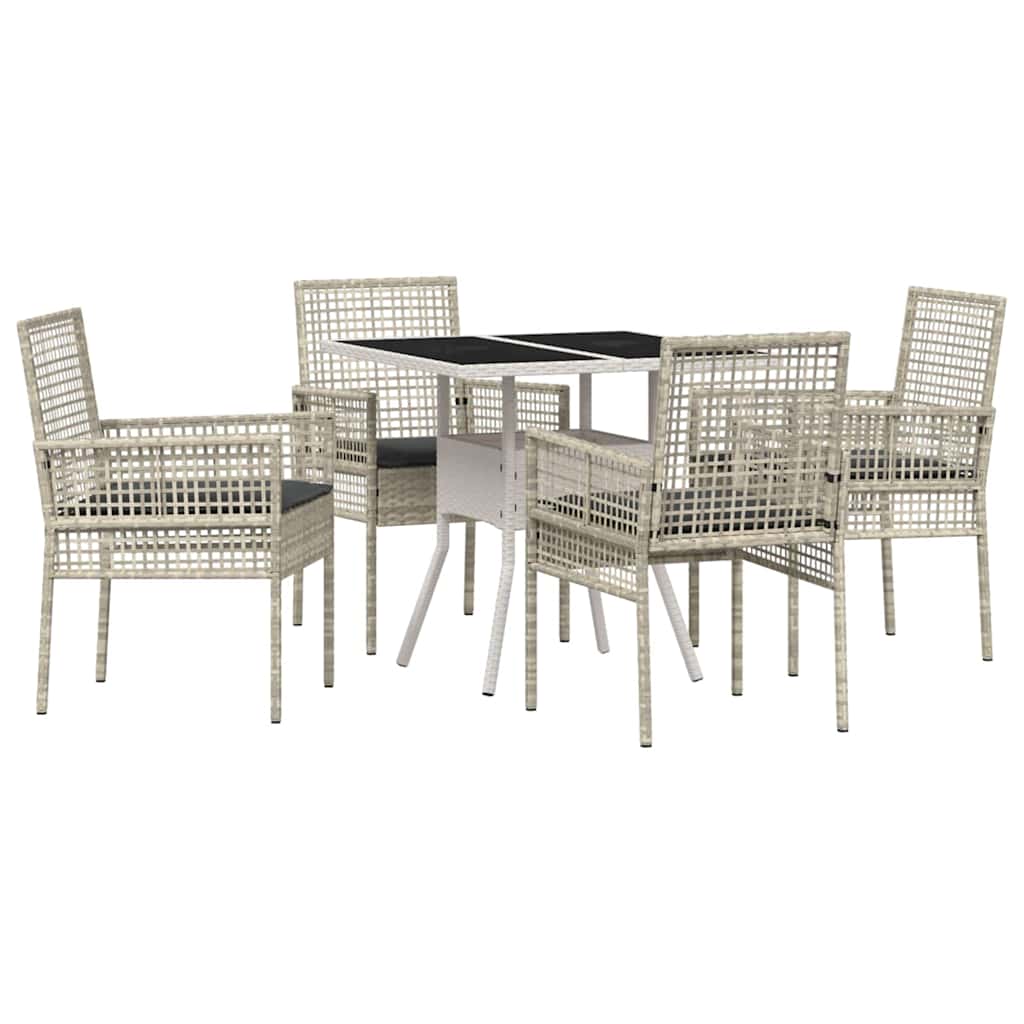Garden Dining Set 5 pcs Light Grey Poly Rattan