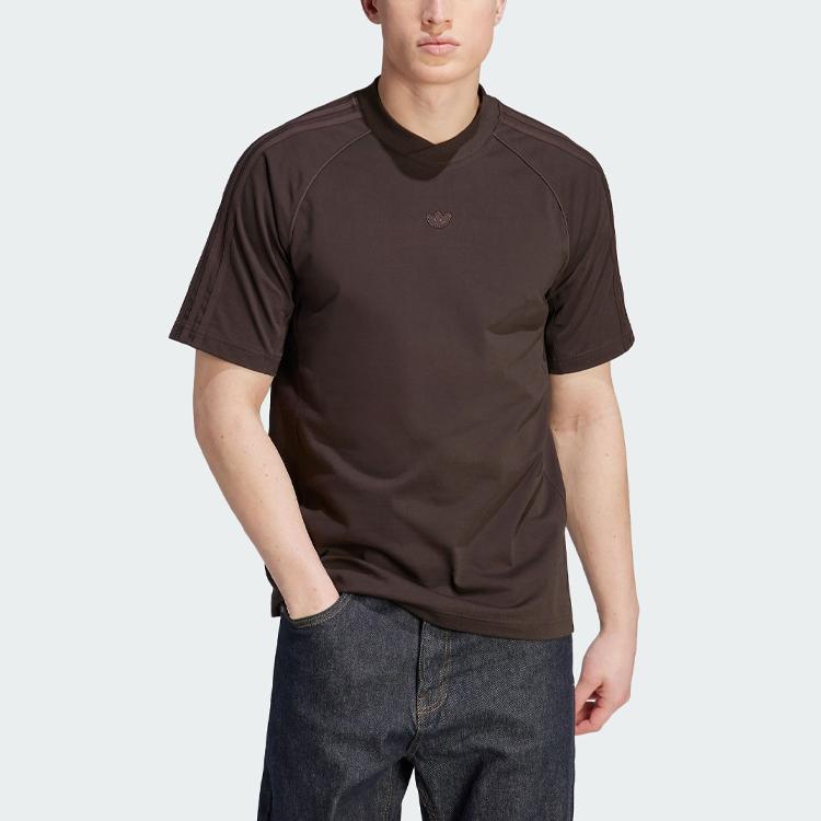 Adidas Originals Blue Version Essentials Solid Logo Sports Short Sleeve T-Shirt Men Tops Dark-Brown IL6159
