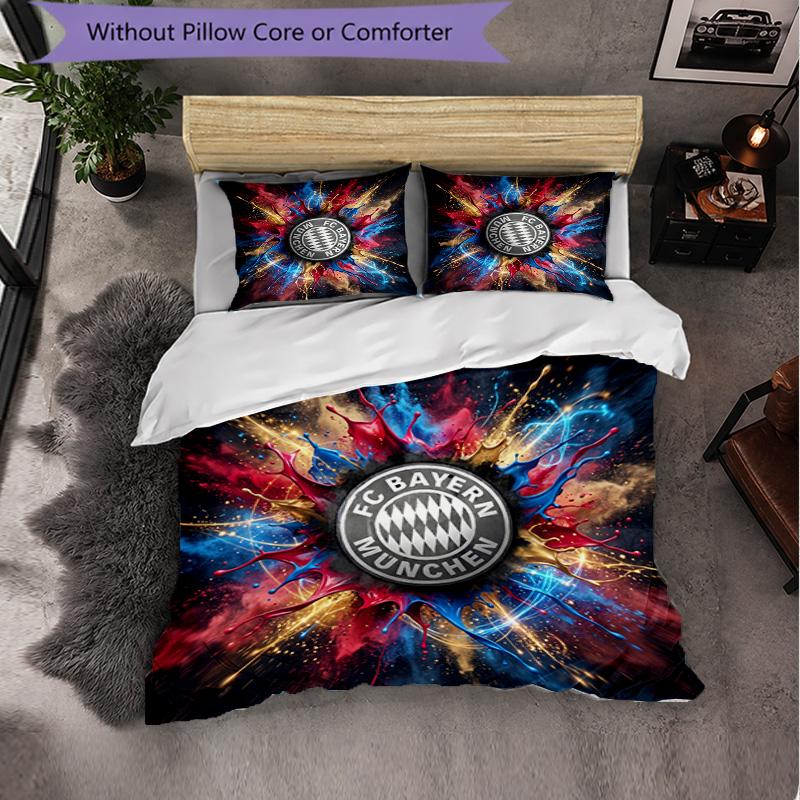 Bayern Munich Pattern 3 Pieces Bedding Set Soft Microfiber Duvet Cover with Pillow Cases for Bedroom