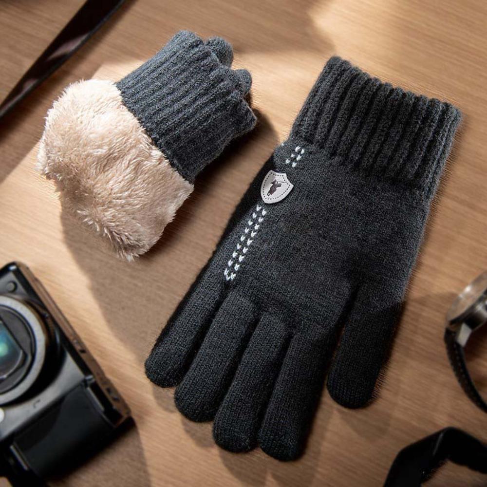 Thickened Unisex Anti-cold Mittens Soft Knitted Yarn Flip Mittens Half Finger Gloves Students