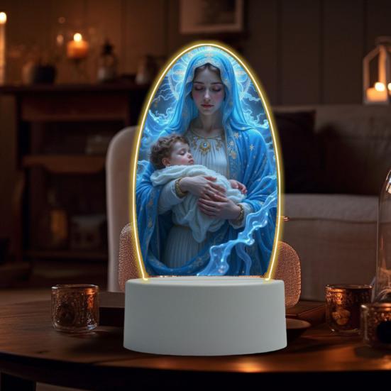 Guadalupe Virgin Prayer Lamp USB Powered Warm Light Soft Glow Catholic Night Light LED Religious