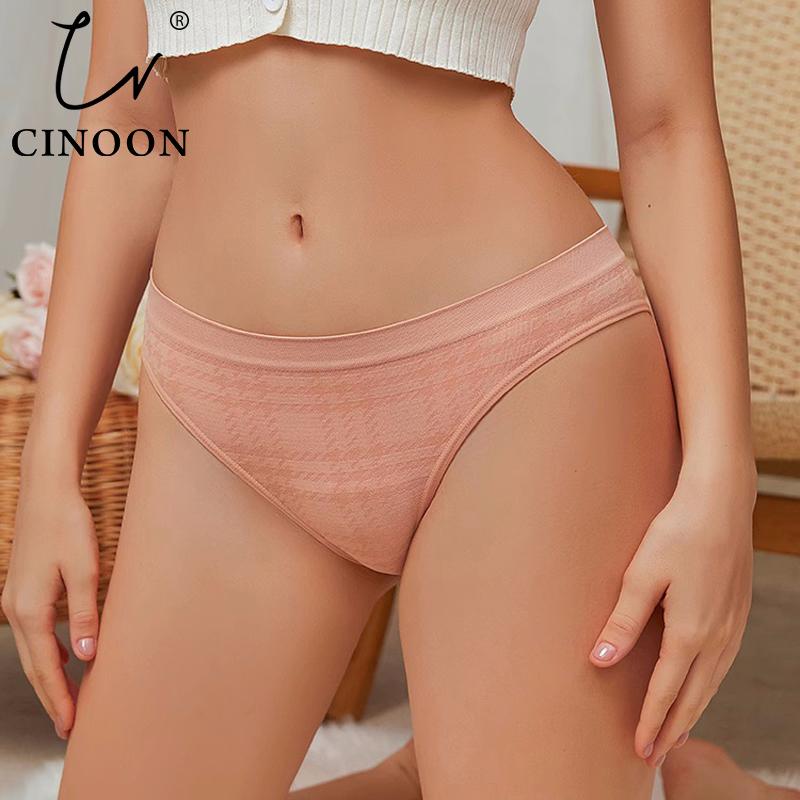 CINOON Sexy Women Briefs Low Rise Solid Color Panties No Trace Breathable Lingerie Soft Sport Underpant