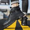Модная мужская обувь из черной кожи Высокое качество Легкие мужские ботильоны Зимняя уличная повседневная обувь Нескользящие высокие мужские рабочие ботинки