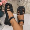 Fashion 2025 Summer Women Fashion Luxury Sandals Casual Thick Bottom Jelly Shoes Woven Roman Style Hollow Out Design Comfortable Sandals
