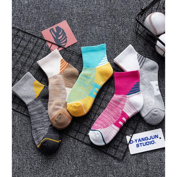 [Banerise] Sports Socks Women's Toe-Integrated Cotton Socks - Tennis, Running, Arch Support, 5-Pair Set