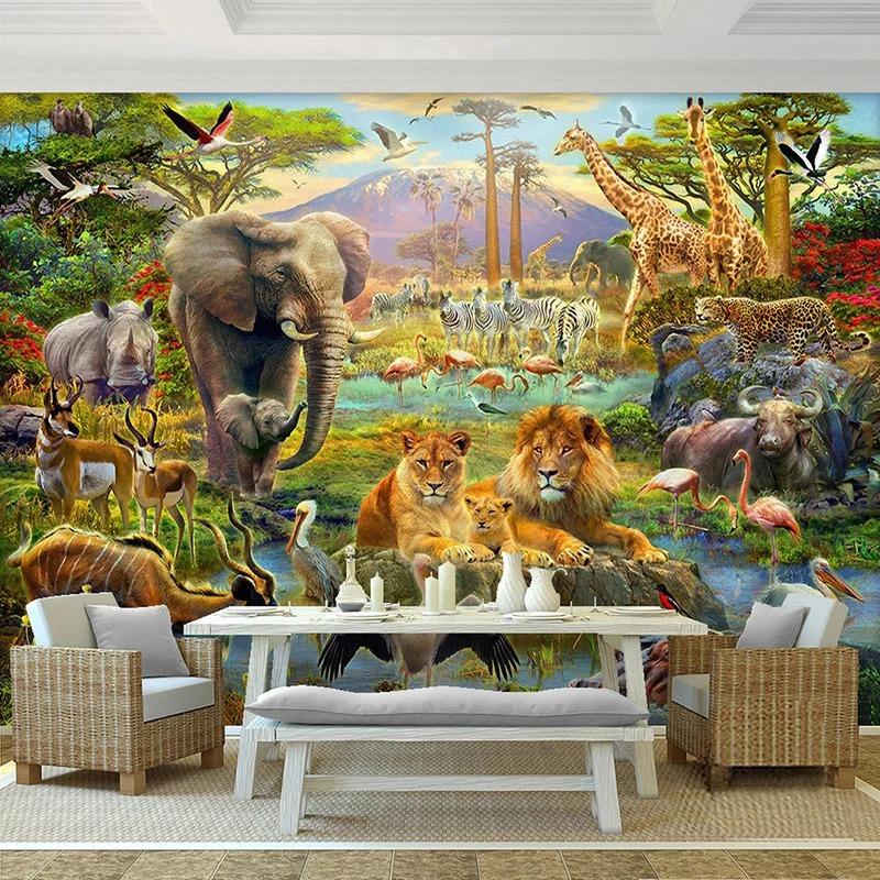 3d детские обои с изображением мультфильмов, мир животных, лес, фотообои, детская спальня, гостиная, обои, домашний декор