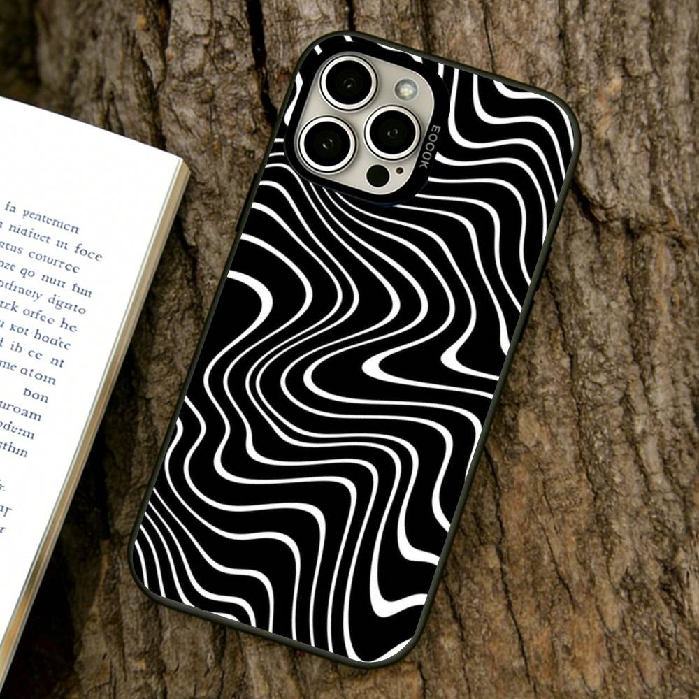 Linear form Phone Case For iPhone 17,16,15,14,13,12,11 Plus,Pro Max,XS,Colorful Silver Black Cover