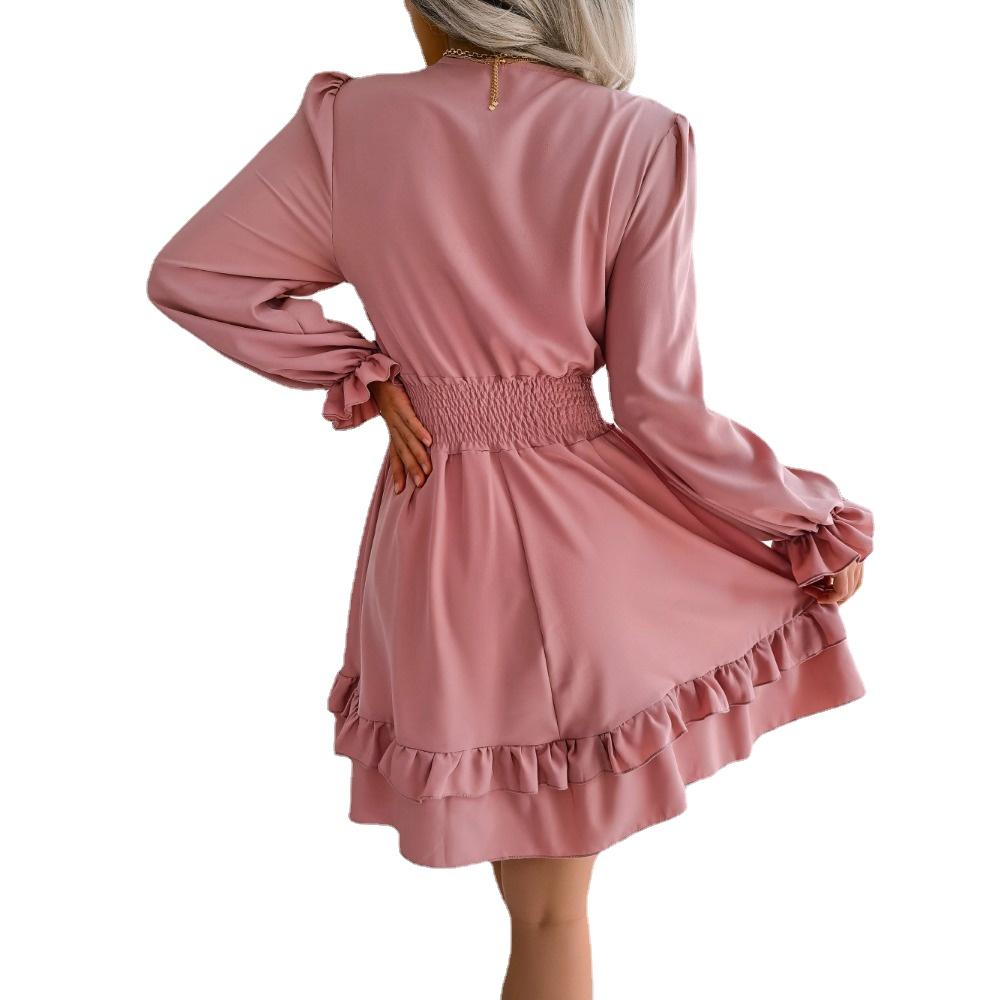 GMXIA Женские модные весенне-осенние тонкие коктейльные и вечерние платья с длинным рукавом и v-образным вырезом