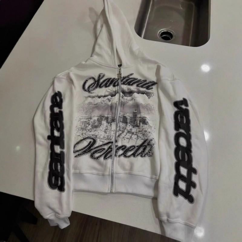 Oversized Hooded Zip-Up Sweatshirt With 3D Digital Print Streetwear Unisex Loose Fit Casual Pullover Youth