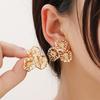 Vintage Floral Hollowing Metal Retro Earrings Personality Gold-tone Luxe Ear Jewelry