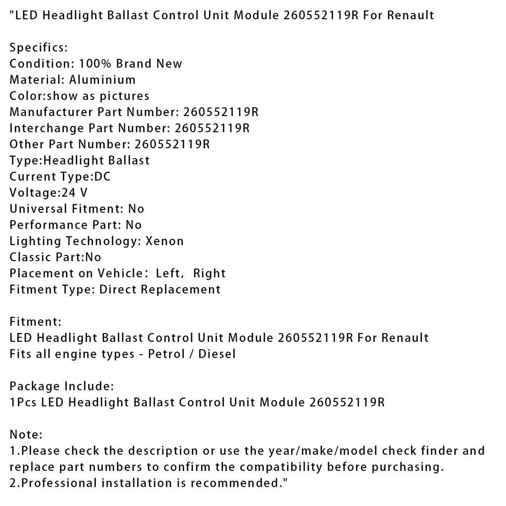 Светодиодный блок управления балластом фары 260552119R для Renault
