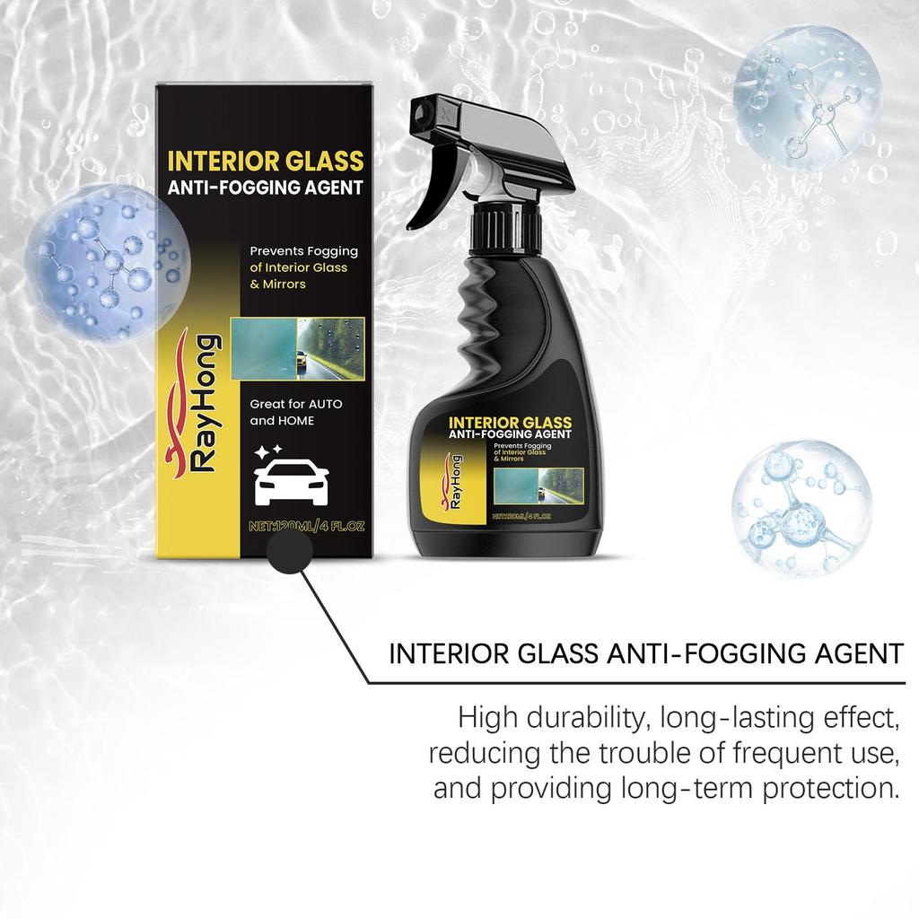 RAYHONG Car Anti-Fog Spray 120ml Highly Effective Anti-fog and Water-repellent Formula Clear Visibility for Worry-free Driving