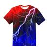 Детские футболки с 3D-принтом, рисунком пламени и молнии, футболки с круглым вырезом, повседневные футболки для мальчиков и девочек, детские футболки