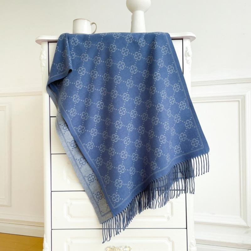 Brown Imitation Cashmere Long Fringed Thermal Scarf Women's Core-spun Yarn Air Conditioner Shawl Scarf Premium Versatile Scarf