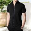 Мужская летняя рубашка Кардиган с застежкой-молнией и воротником-стойкой Сплошной цвет Slim Fit Эластичный Хорошая воздухопроницаемость Повседневная повседневная одежда Спорт Теннис Гольф Офис