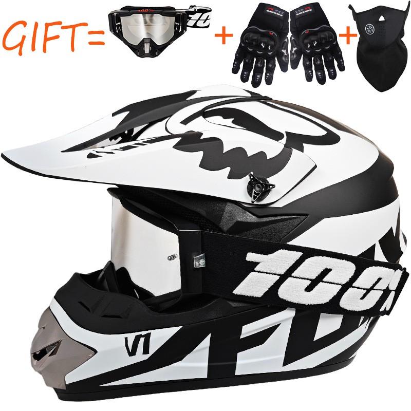 Full Face MTB Downhill Helmet With 100% Goggles Gloves Cover Youth Adult Off-Road Cycling Racing