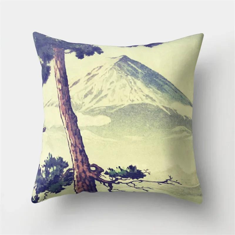 Four Seasons Natural Landscape Double-Sided Printed Pillow Cover Short Plush Suitable Living Rooms Bedrooms Throw Cushion Cover