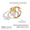 Yori Simple Line Design Open Ring for Women Golden Plated Cubic Zirconia Stainless Steel Finger Jewelry New Arrivals