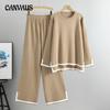 Knitted Suit Women's Sweater Autumn and Winter Plus Size Long-sleeved Open Wide-legged Pant Suit