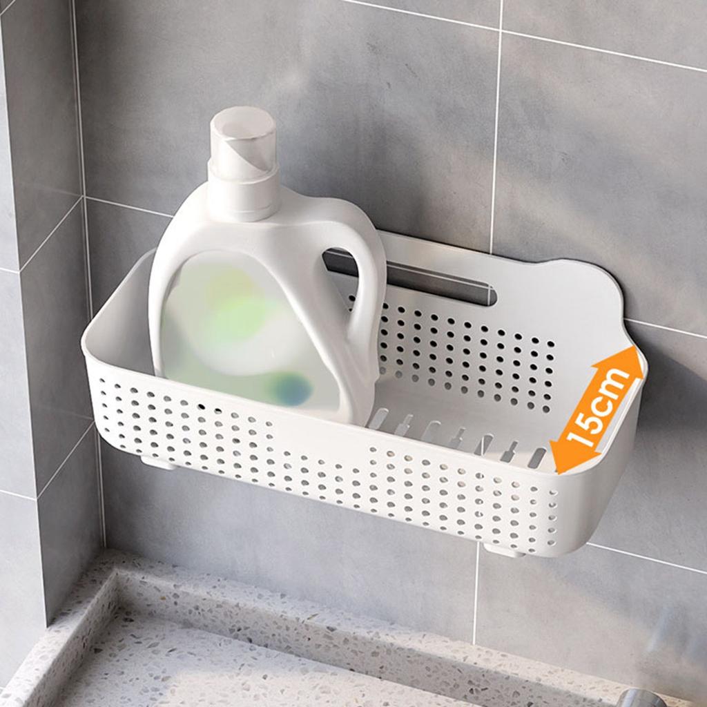 Wall Storage Basket Space Saving Rectangular Plastic Wall Mounted Basket Organizer for Bathroom