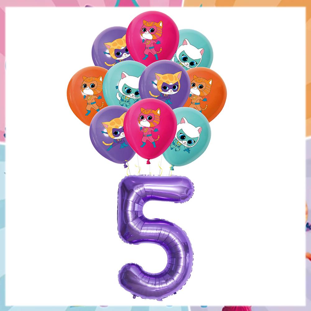 Superkitties Birthday Balloons Party Decorations Napkins Cake Topper Party Supplies Baby Shower Child Birthday Party Favors