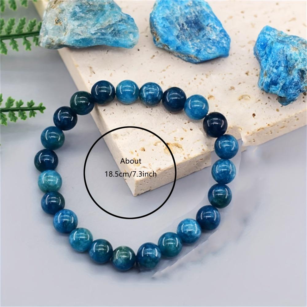 Браслет из бисера из натурального синего апатита, украшения из драгоценных камней унисекс, аксессуары для исцеления и медитации с кристаллами, подарок на день начальника и сотрудника